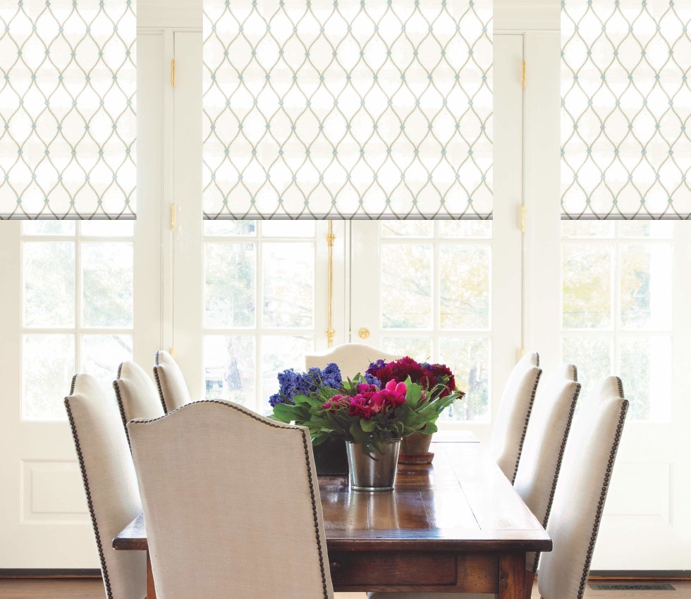 Roman shades in a dining room