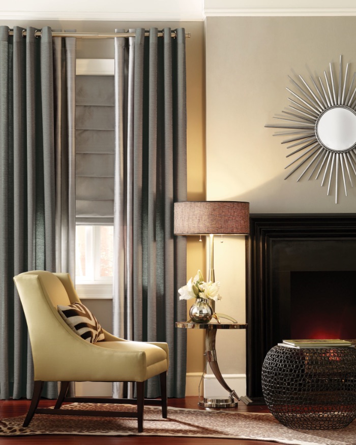 Roman shades in a family room